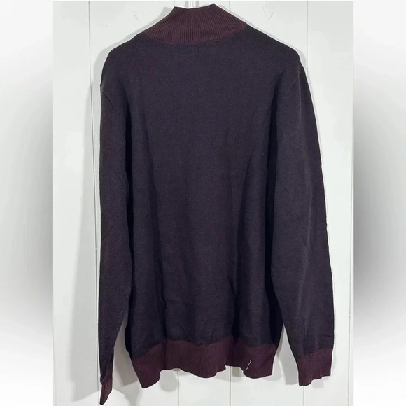 FAIRLANE burgundy Knit Pullover Sweater Mock Neck cotton cashmere Sz L - Picture 3 of 6